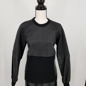 BCBG MaxAzria Faux Leather Sweatshirt